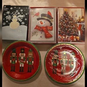 Holiday/Christmas Bundle of 3 Packs of Cards & 2 Packs of Nutcracker Plates